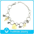 TKB-B0060 Derniers bijoux fabriqués à la main Madonna creux croix croix CZ poignées rondes en forme de boucles bracelet de prière deux tons pour les femmes